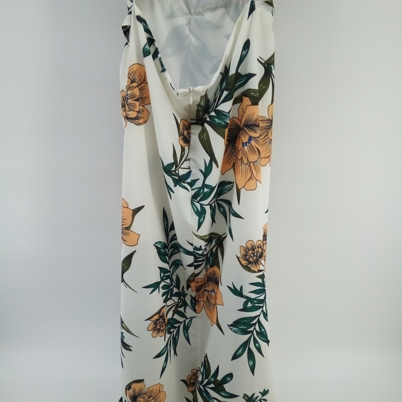 NWOT Anthropologie zhu Tropical Floral Orange Leaves Slit Flowy Dress S - Picture 7 of 16